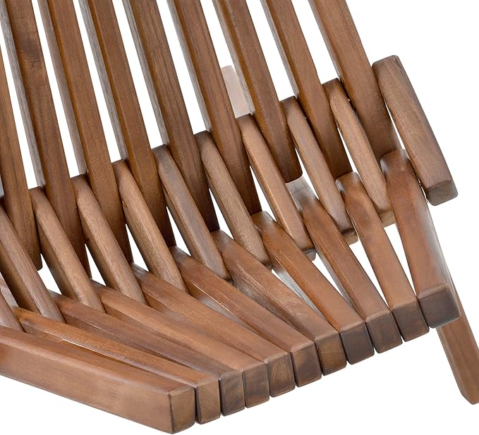 Knocbel Folding Chair, Wooden Low Profile Lounge Chair, Outdoor Patio for Solid Acacia Wood Porch Deck Lawn Garden Adirondark Chairs, Fully Assembled, 21.6" W x 30" D x 32.2" H