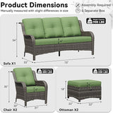 5 Piece Outdoor Wicker Patio Furniture Set, Patio Chairs Set with Thickened Olefin Cushions, High Back and Deep Seating - Photo 2