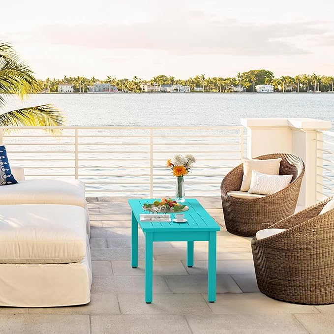 LUE BONA Outdoor Coffee Table Rectangle, 42.5" HDPS Patio Coffee Tables for Outside - Photo 2