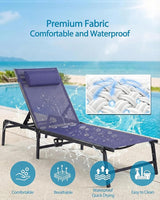 2 Pack Foldable Chaise Lounge Chair with Cup Holder - Photo 5