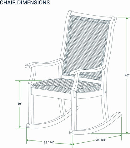 Cambridge Casual Dunham Teak Porch Rocking Chair, Padded Woven Seat, All-Weather Teak Wood Outdoor Rocker with Built-in Quick Dry Cushion and Poly-Rattan Wicker Accents