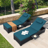 WAROOM Outdoor Chaise Lounge Chairs for Outside Patio Furniture Set of 2 Wicker Recliner Black Rattan Sunbathing - Photo 8