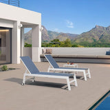 PURPLE LEAF Oversize Chaise Lounge Chair Outdoor 2 Pieces White Aluminum Lounge Chair with Wheels and Table for Pool - Photo 1