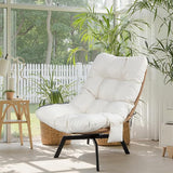 JAMFLY Outdoor Wicker Swivel Chair with Cushion, 360° Rotation Patio Lounge Chair for Living Room, Backyard, Balcony - Photo 1