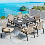 60" Patio Dining Table for 6, Rectangle Patio Table with Umbrella Hole - Photo 2