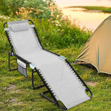 Tangkula Beach Lounge Chair for Outside, Folding Chaise Lounge Outdoor with 4-Position Backrest - Photo 2