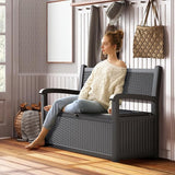 LHBcraft 70 Gallon Deck Bench with Storage, Outdoor Storage Box Bench Waterproof&Lockable - Photo 2