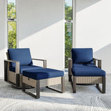 4 Piece Patio Furniture Set, Outdoor Swivel Rocker Patio Chairs and Ottoman, Metal Patio Furniture with Deep Seating - Photo 8