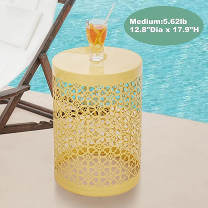 Y&M Set of 3 Yellow Round Nesting Tables, Multifunctional Coffee Table End Table, Side Table for Indoor, Outdoor Garden Stool-Yellow(Ship from US)