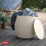KETER Urban Knit Pouf Ottoman Set of 2 with Storage Table for Patio and Room Décor-Perfect for Balcony, Deck - Photo 9