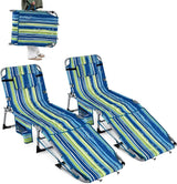 Goplus Tanning Chair with Face Arm Holes, Portable Sunbathing Chair w/4-Level Backrest, Head Pillow - Photo 1