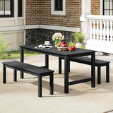 Tangkula HDPE Outdoor Bench, 2-3 Person Patio Bench, 55" Backless Garden Dining Bench with Slatted Seat - Photo 2