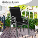 COSTWAY Patio Dining Chairs Set of 4, Stackable Outdoor Chairs with Armrest and High Back - Photo 7