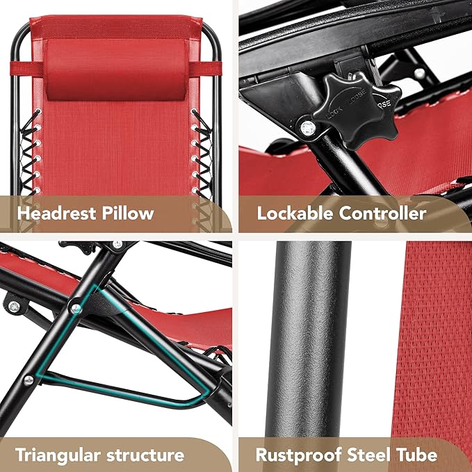 Devoko Patio Zero Gravity Chair Outdoor Folding Adjustable Reclining Chairs Pool Side Using Lawn Lounge Chair with - Photo 6