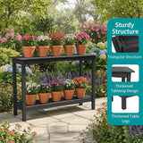 Outdoor Console Table, All-Weather 2-Tier Patio Console Table, Outside Plant Stand Table, Low Maintenance - Photo 5