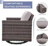 Rilyson Wicker Outdoor Patio Furniture Set - 5 Piece Patio Conversation Set with 2 Swivel Rocker Chairs - Photo 4