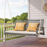 RELAX4LIFE 2-Seater Outdoor Porch Swing - Patio PE Rattan Hanging Swing Bench with Seat Cushion and Strong Hanging Ropes - Photo 2