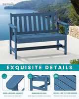 SERWALL Outdoor Bench, HDPE Outdoor Benches Weatherproof, 2-Person Garden Bench with 660 lbs Weight Capacity - Photo 4