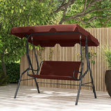 RELAX4LIFE 3-Person Porch Swing Chair - Outdoor Swing w/Adjustable Canopy, Removable Cushion & Metal Frame Stand - Photo 2