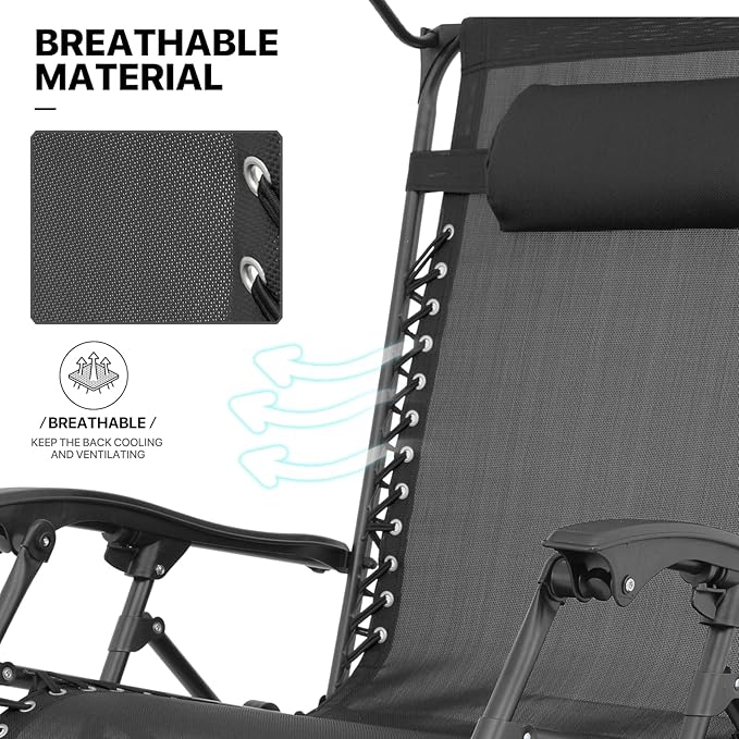 MoNiBloom Zero Gravity Chair with Canopy Shade, Patio Anti Gravity Recliner - Photo 7