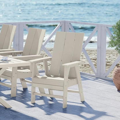 WestinTrends Ashore Outdoor Patio HDPE Plastic Modern Adirondack Dining Chair Sand