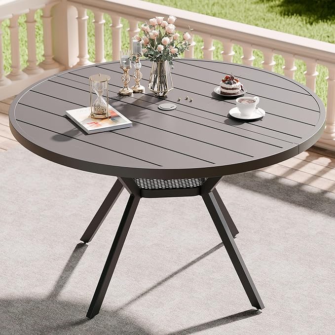 Betterhood 42” Outdoor Patio Table, Metal Patio Dining Table for All Weather, Round Outdoor Coffee Table - Photo 2