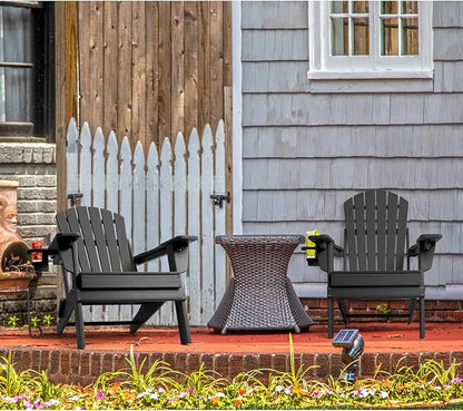 FUNBERRY Folding Adirondack Chair with Adjustable Backrest, HDPE All Weather Fire Pit Chairs with Cup Holder
