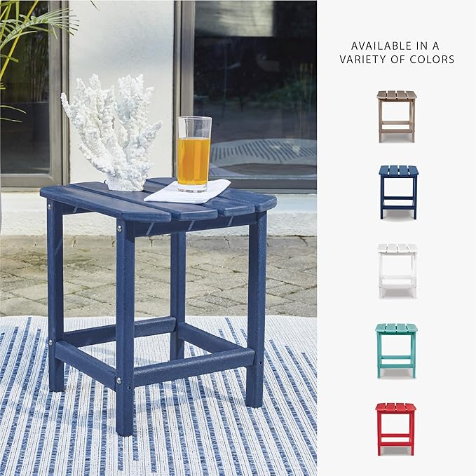 Signature Design by Ashley Outdoor Sundown Treasure HDPE End Table, Blue