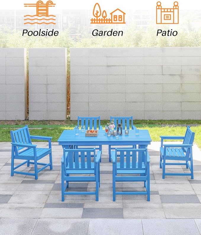 Patio Dining Chair Set of 2, HDPE Outdoor Dining Chair, Ergonomic HDPE Dining Chairs with Deep Seating - Photo 7
