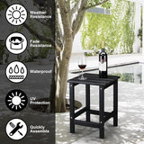 Vasitelan Outdoor Adirondack Square Side Table, Pool Composite Patio Table,HDPE End Tables for Backyard,Pool (Black) - Photo 6