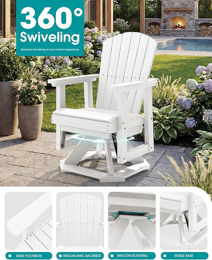SERWALL Adirondack Swivel Glider Chair, HDPE Glider for Outdoor, All-Weather Glider Chair for Porch, Balcony - Photo 5