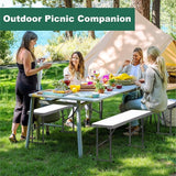 4 Pack 6ft Folding Bench, Plastic Folding Bench for Picnic Camping Dining Party Garden - Photo 5
