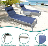 Domi Outdoor Lounge Chairs Set of 3, Upgraded Aluminum Chaise Lounge Chair W/ 5 Adjustable Positions - Photo 8