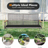 RELAX4LIFE 2-Seater Outdoor Porch Swing - Patio PE Rattan Hanging Swing Bench with Seat Cushion and Strong Hanging Ropes - Photo 8