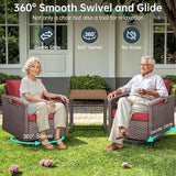 Luxury Outdoor Swivel Rocker Patio Chairs with 2 Ottomans - 4 Piece Heavy Duty Furniture Set All Weather Wicker - Photo 3