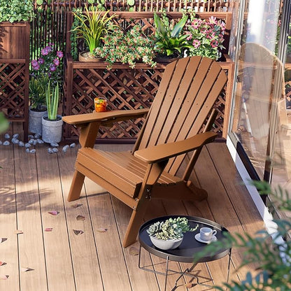 FUNBERRY Adjustable Folding Adirondack Chairs Set of 2, HDPE All Weather Fire Pit Chairs with Cup Holder