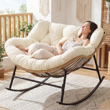 NICESOUL Papasan Rocking Chair with Cushion Indoor Outdoor, Oversized Padded Egg Rocking Chair - Photo 1