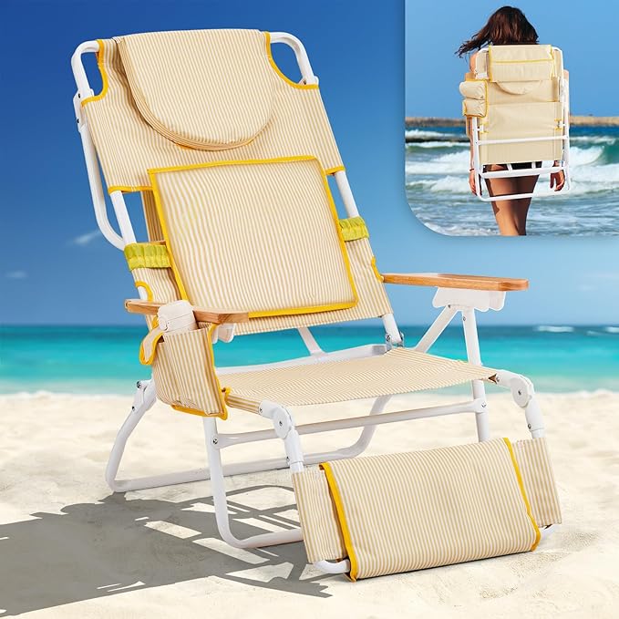 Bonnlo Deluxe 3-in-1 Beach Chair, Tanning Chair with Face Hole, Sunbathing Lounge Chair Outdoor, Adjustable Footrest - Photo 1