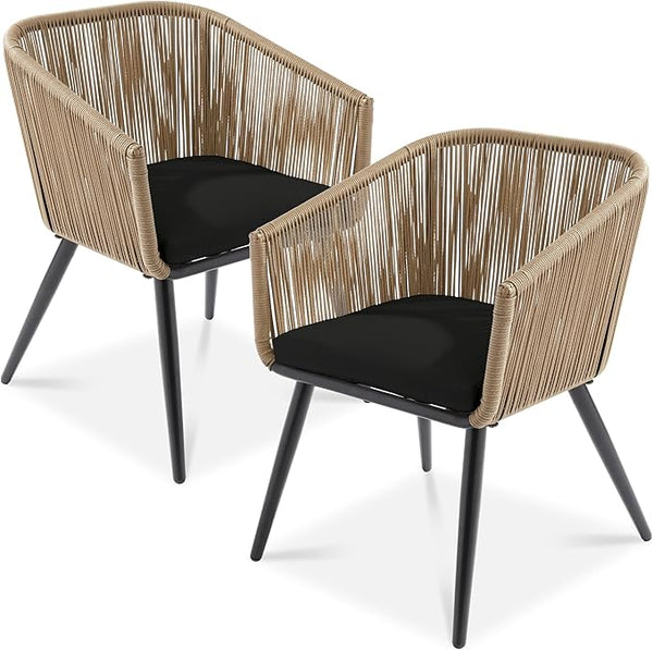 Best Choice Products Set of 2 Patio Dining Chairs, Outdoor Seating for Backyard, Poolside, Balcony w/Woven Wicker Design - Photo 1