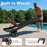 Wicker Outdoor Lounge Chairs with Rolling Wheels, Pool Lounge Chairs Set of 6 - Photo 6