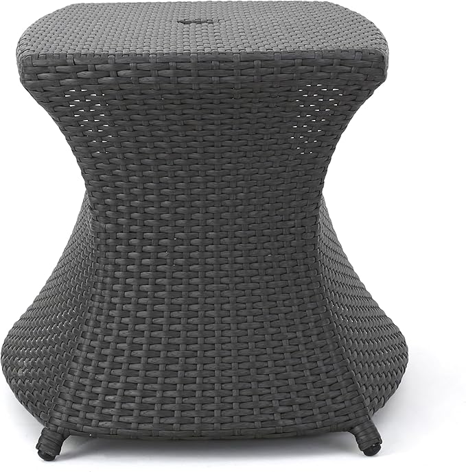Outdoor Rattan Side Table with Umbrella Hole - Photo 7