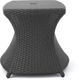 Outdoor Rattan Side Table with Umbrella Hole - Photo 7