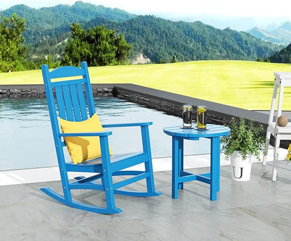 WestinTrends Malibu 3-Piece Set Outdoor/Patio Rocking Chairs with a Side Table (2 Seater), Pacific Blue
