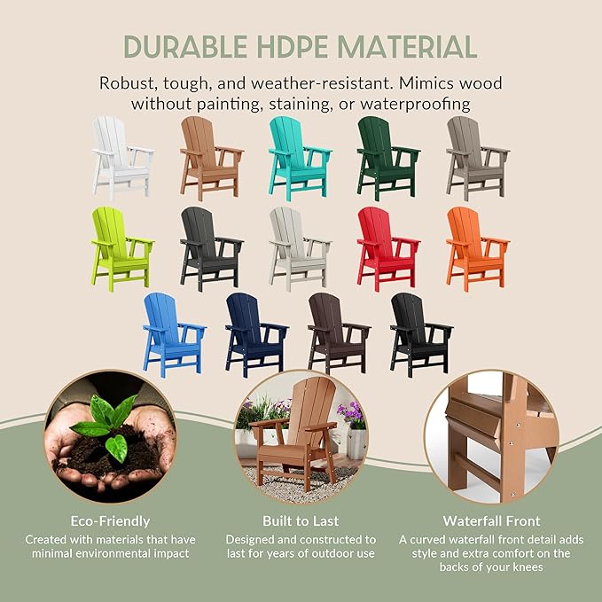 WestinTrends Malibu Outdoor Patio HDPE Plastic Adirondack Dining Chair Teak