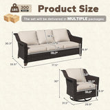 3 Pieces Patio Conversation Furniture Set - 1 Sofa, 2 Swivel Chairs - Photo 2