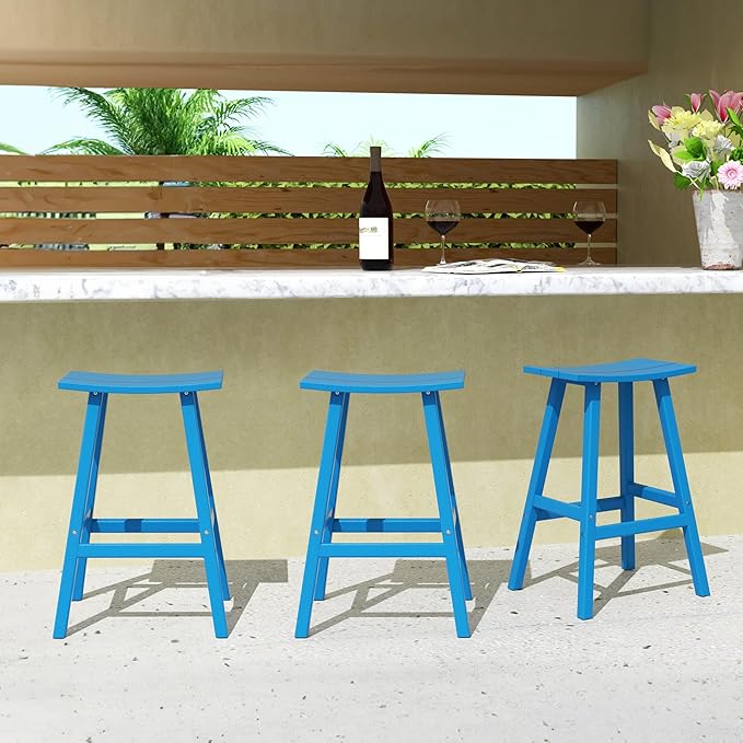 WestinTrends Malibu Malibu 29 Inch High Backless Seat Bar Stools (Set of 3), Pacific Blue