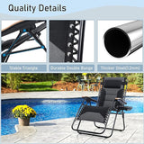 PHI VILLA XXL Oversized Padded Zero Gravity Chair Set of 2, Foldable Patio Recliner - Photo 4