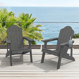 LUE BONA Matte HDPE Adirondack Chairs Set of 2 - Weather Resistant Seating with Cup Holder for Porch, Urban Patio - Photo 7