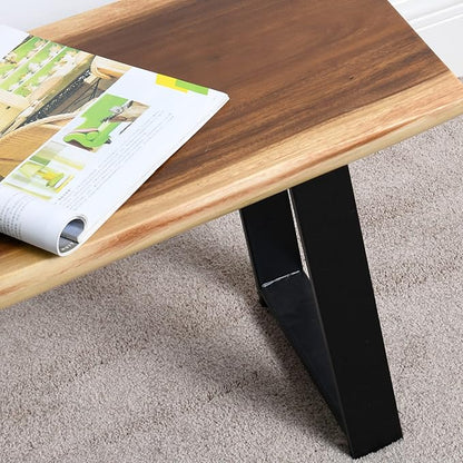 Solid Wood Bench Rectangle 47"x13"x18" H Vintage Wooden Entryway Stool Living Room End Table Rustic Live Edge Coffee Side Table Bedroom Bathroom Patio Outdoor Garden Foot Stool