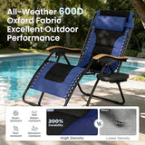 PHI VILLA XXL Oversized Padded Zero Gravity Chair Set of 2, Foldable Patio Recliner - Photo 6